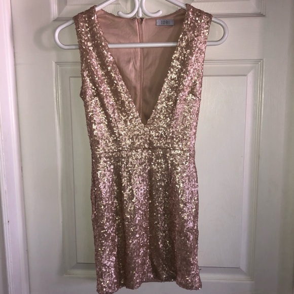TOBI Champagne sequin dress - Picture 5 of 5